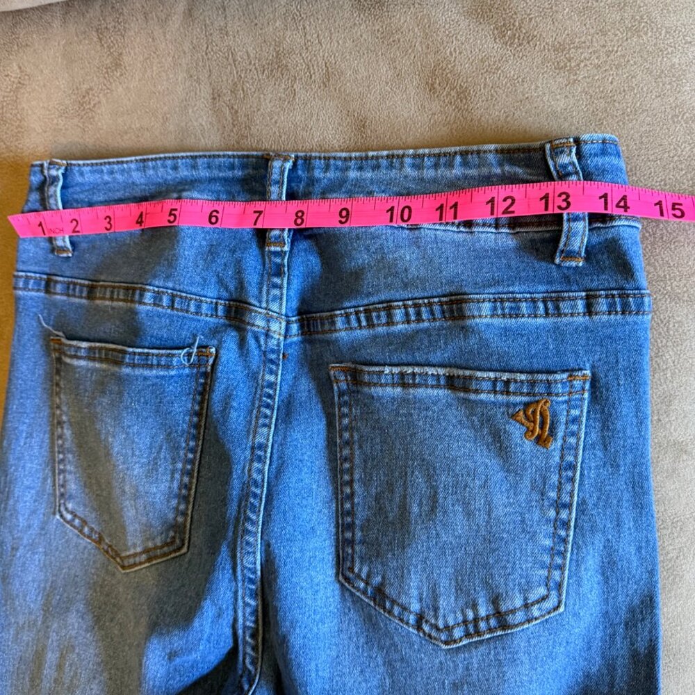 VIP Stretchy Women's Junior Straight Leg Jeans, Blue, Size 11/30 - Picture 5 of 7